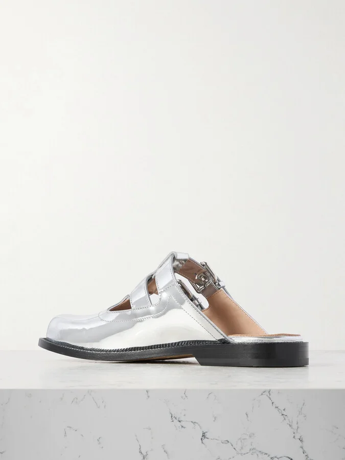 LOEWE - Campo Metallic Leather Mary Jane Mules - Silver - Image 3