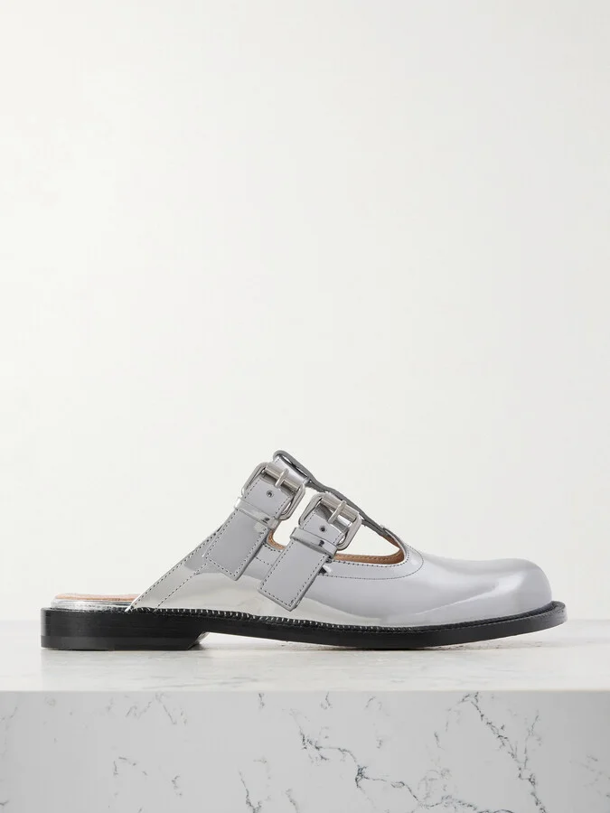 LOEWE - Campo Metallic Leather Mary Jane Mules - Silver