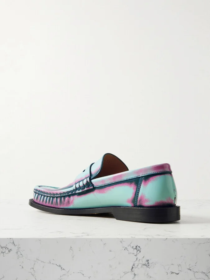 LOEWE - Campo Printed Leather Loafers - Green - Image 3