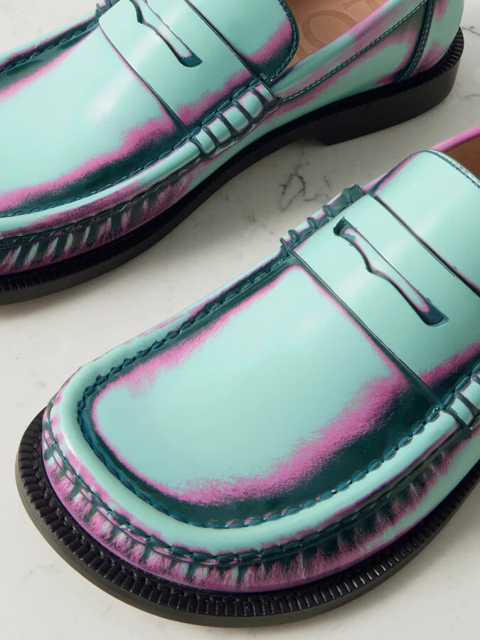 LOEWE - Campo Printed Leather Loafers - Green - Image 4