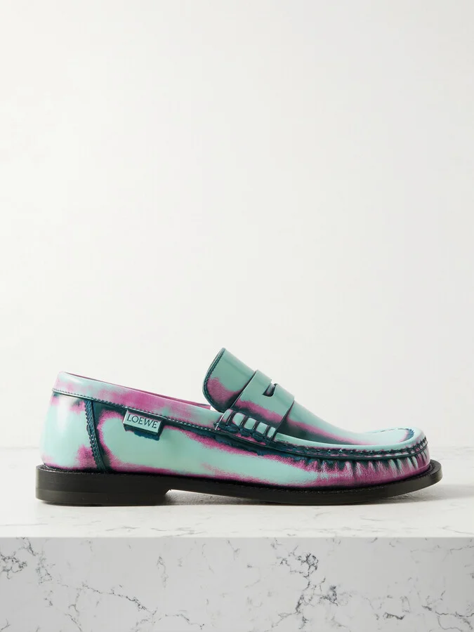 LOEWE - Campo Printed Leather Loafers - Green