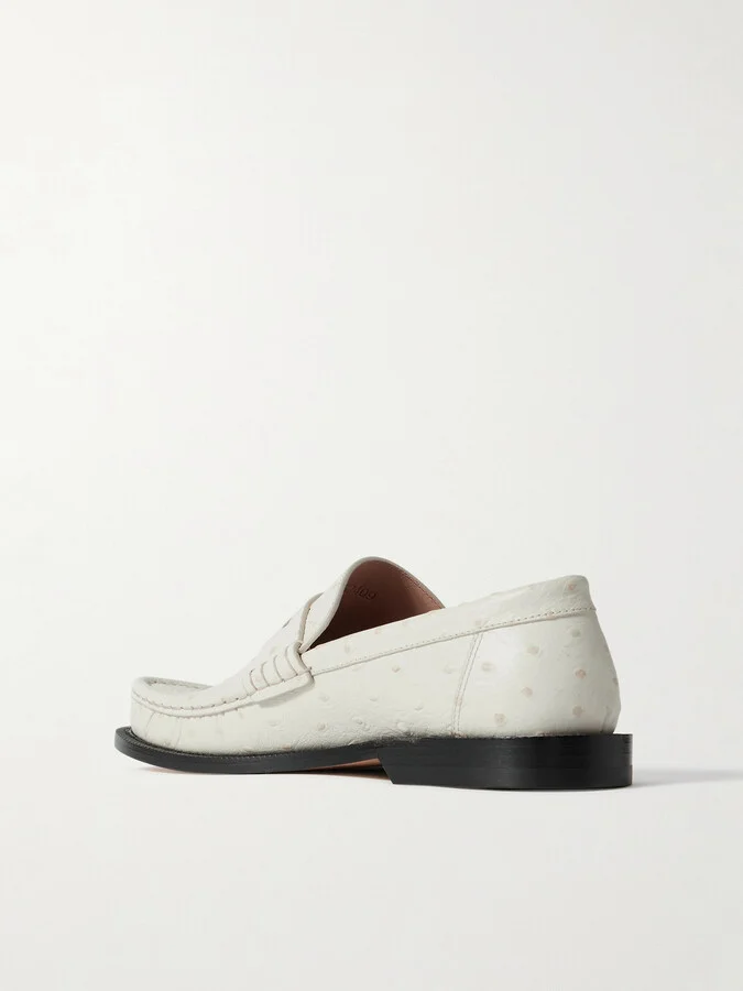 LOEWE - Campo Textured-leather Loafers - Ecru - Image 3