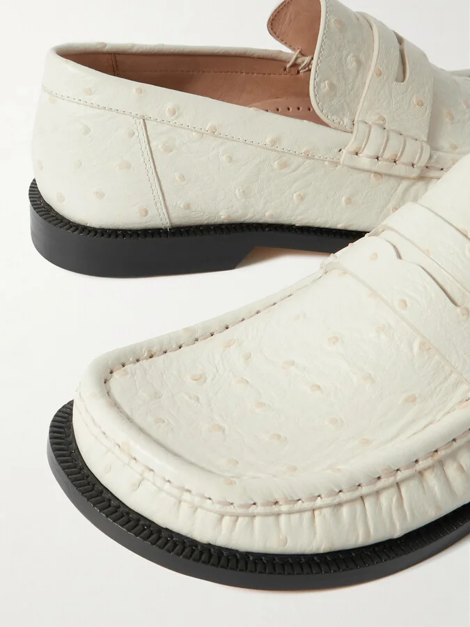 LOEWE - Campo Textured-leather Loafers - Ecru - Image 4