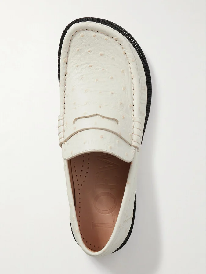 LOEWE - Campo Textured-leather Loafers - Ecru - Image 5