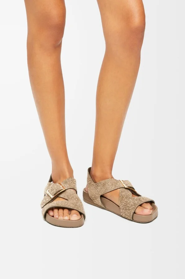 LOEWE - Ease Buckle Sandal In Brushed Suede Size: 35 For Woman - Image 2
