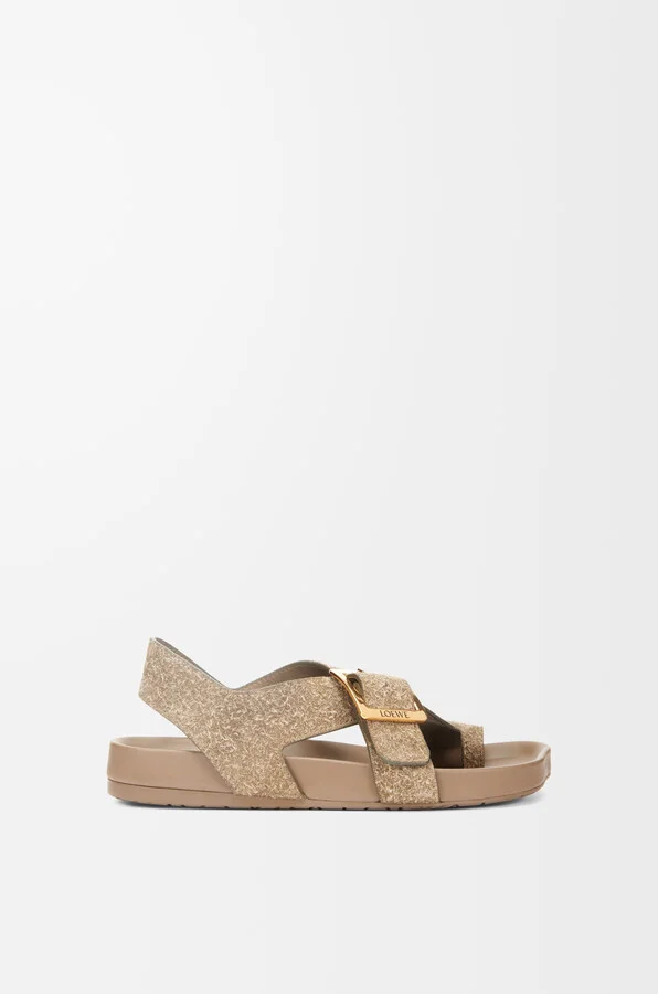 LOEWE - Ease Buckle Sandal In Brushed Suede Size: 35 For Woman