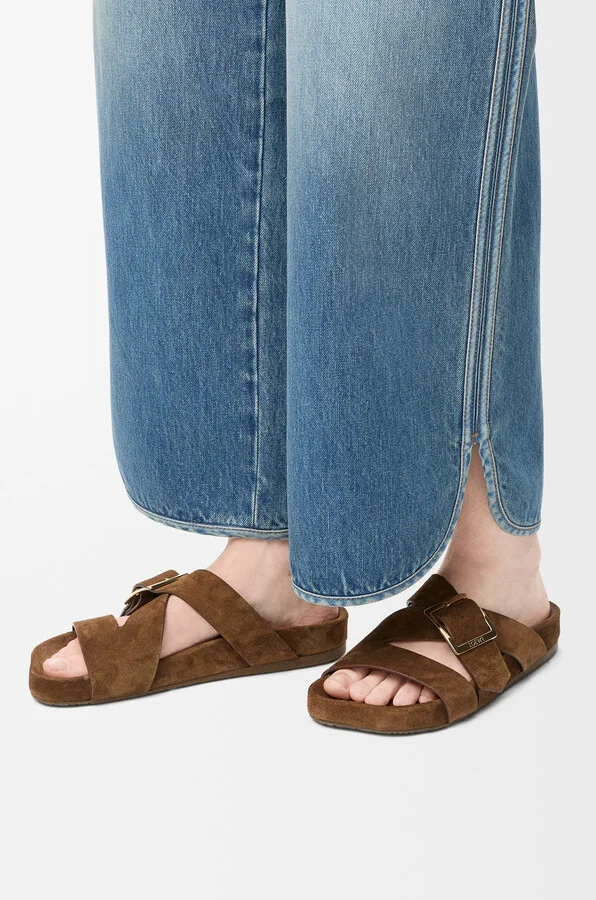LOEWE - Ease Buckle Slide In Suede Size: 35 For Woman - Image 3