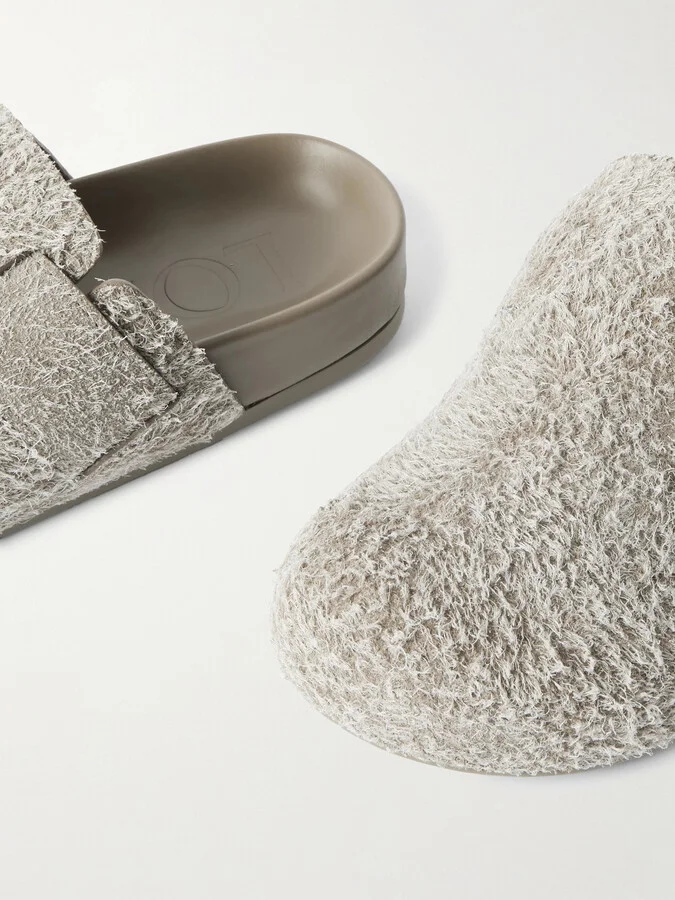 LOEWE - Ease Buckled Brushed-suede Mules - Gray - Image 4