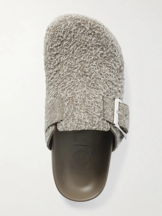 LOEWE - Ease Buckled Brushed-suede Mules - Gray - Image 5