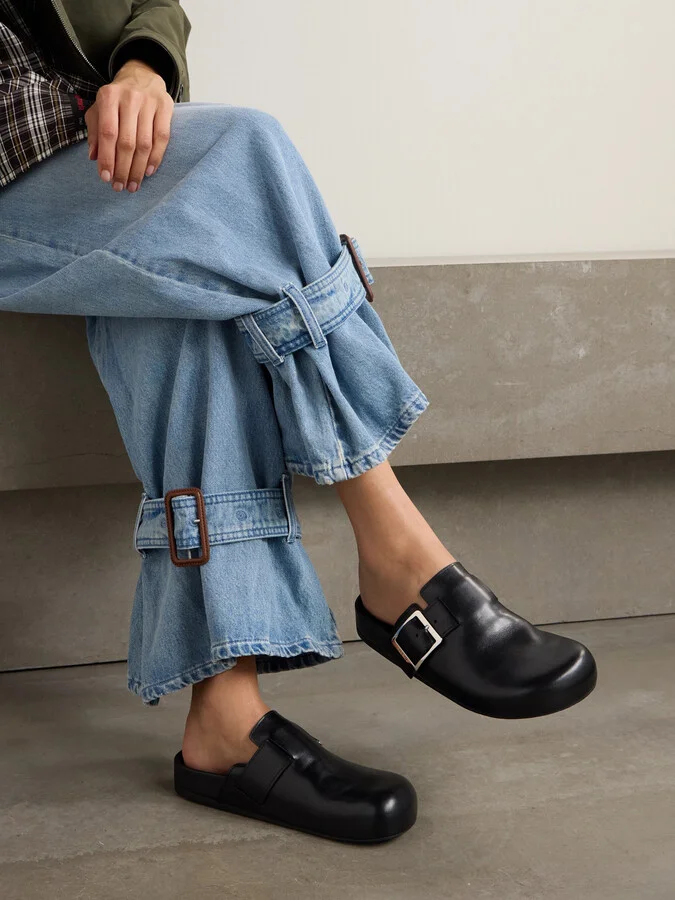 LOEWE - Ease Buckled Leather Mules - Black - Image 2