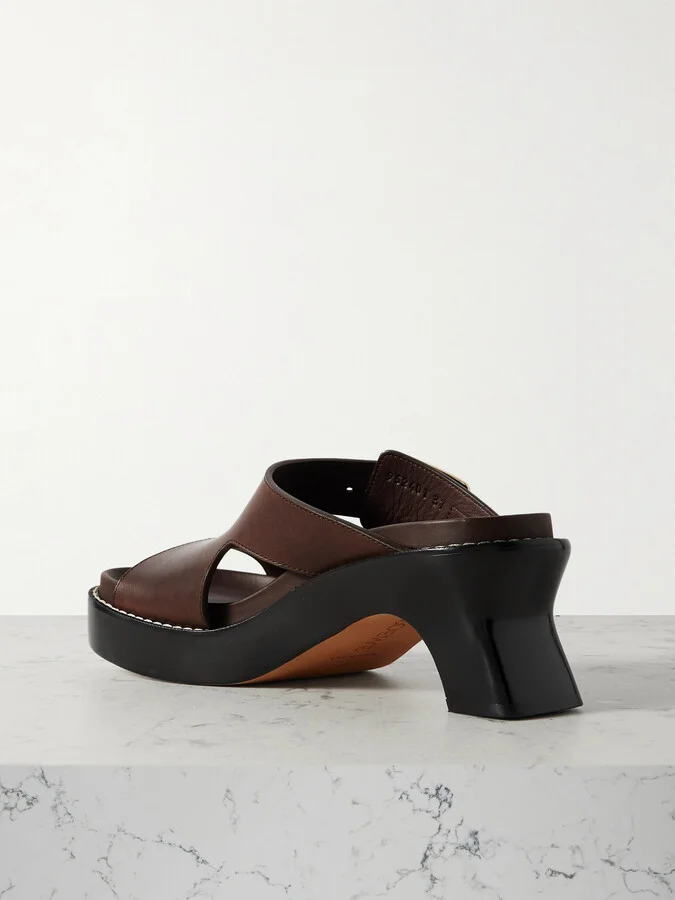 LOEWE - Ease Buckled Leather Mules - Brown - Image 3