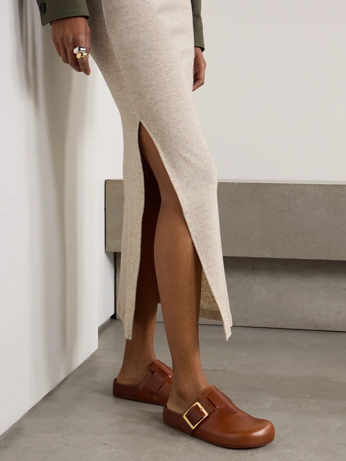 LOEWE - Ease Buckled Leather Mules - Brown - Image 2