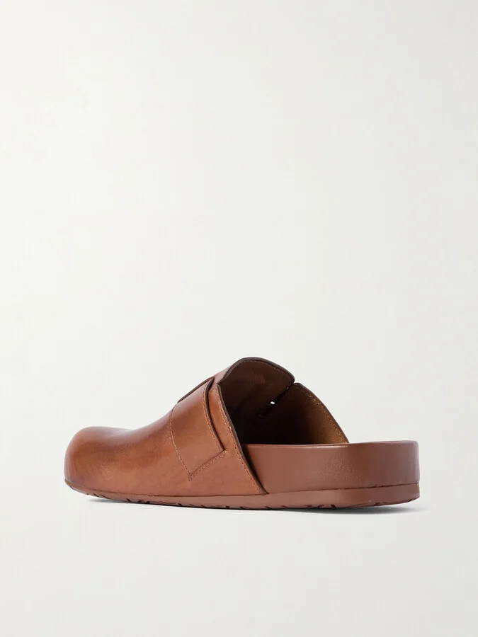 LOEWE - Ease Buckled Leather Mules - Brown - Image 3