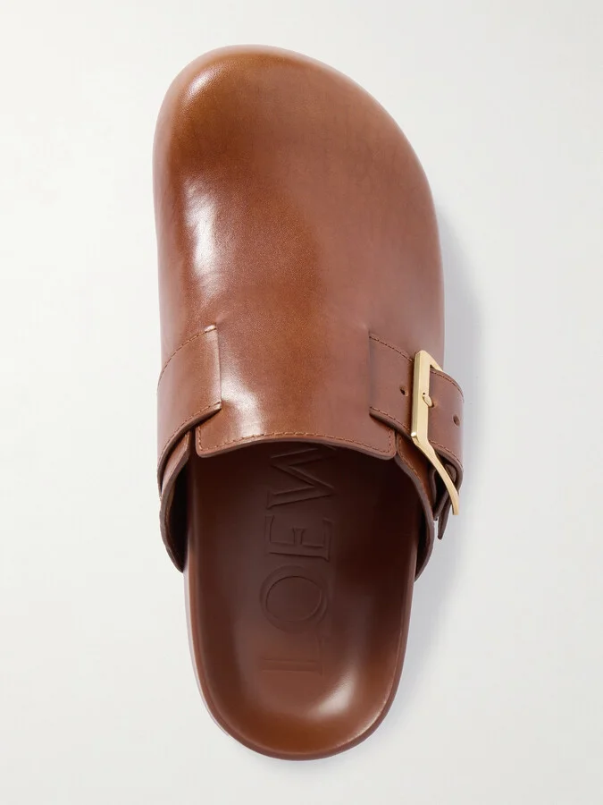 LOEWE - Ease Buckled Leather Mules - Brown - Image 5