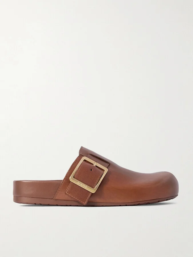 LOEWE - Ease Buckled Leather Mules - Brown