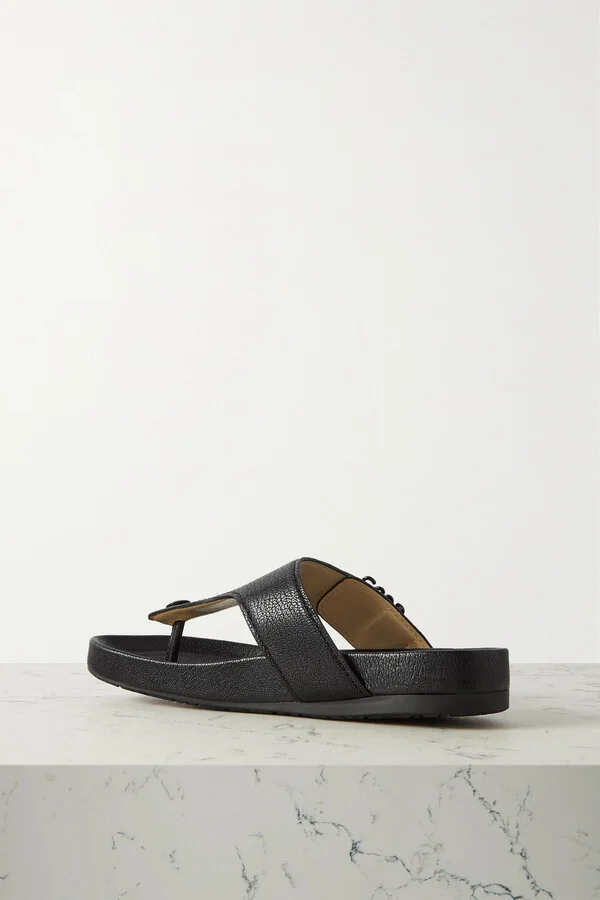 LOEWE - Ease Embellished Textured-leather Sandals - Black - Image 3