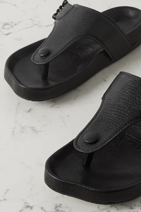 LOEWE - Ease Embellished Textured-leather Sandals - Black - Image 4