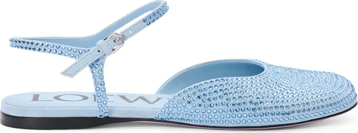 Loewe Embellished Ankle-Strap Ballet Flats