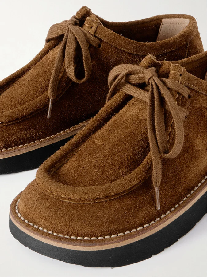 LOEWE - Faro Brushed-suede Loafers - Brown - Image 4