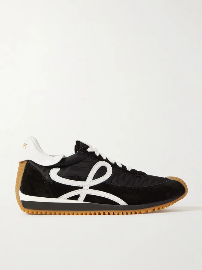 LOEWE - Flow Logo-appliquéd Leather And Shell Sneakers - Black