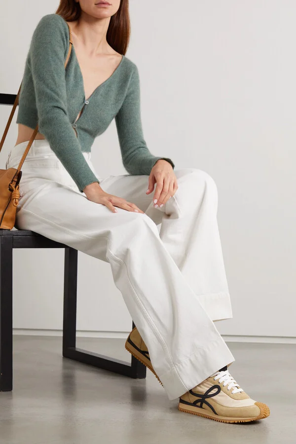 LOEWE - Flow Logo-appliquéd Shell, Leather And Suede Sneakers - Neutrals - Image 2