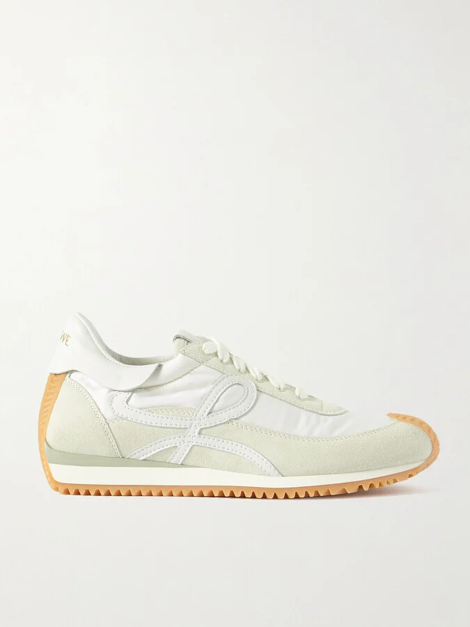 LOEWE - Flow Logo-appliquéd Shell, Leather And Suede Sneakers - White