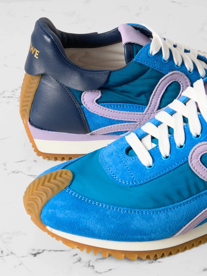 LOEWE - Flow Runner 2.0 Leather-trimmed Shell And Suede Sneakers - Blue - Image 4