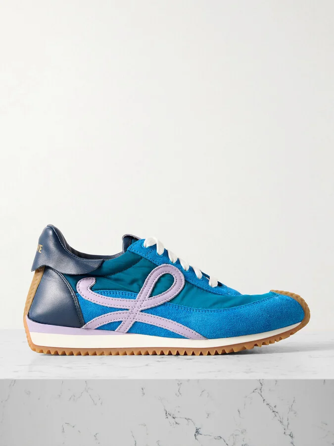 LOEWE - Flow Runner 2.0 Leather-trimmed Shell And Suede Sneakers - Blue