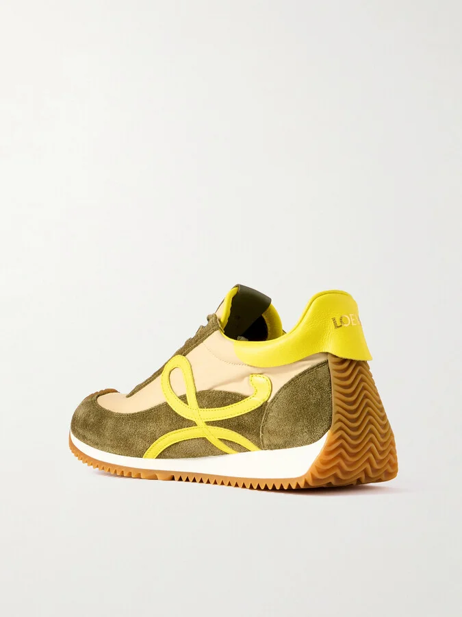 LOEWE - Flow Runner 2.0 Leather-trimmed Shell And Suede Sneakers - Cream - Image 3