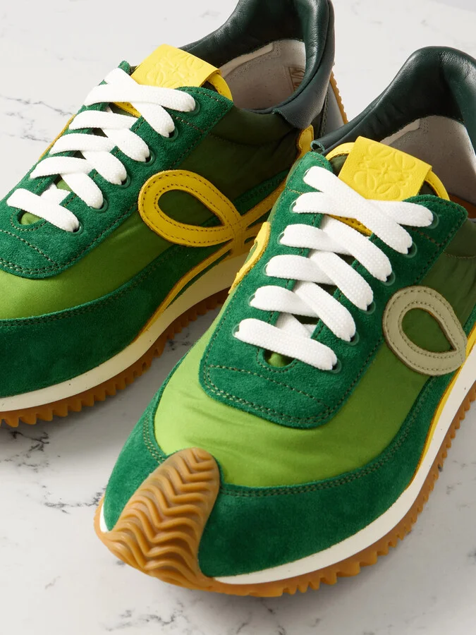 LOEWE - Flow Runner 2.0 Leather-trimmed Shell And Suede Sneakers - Green - Image 4
