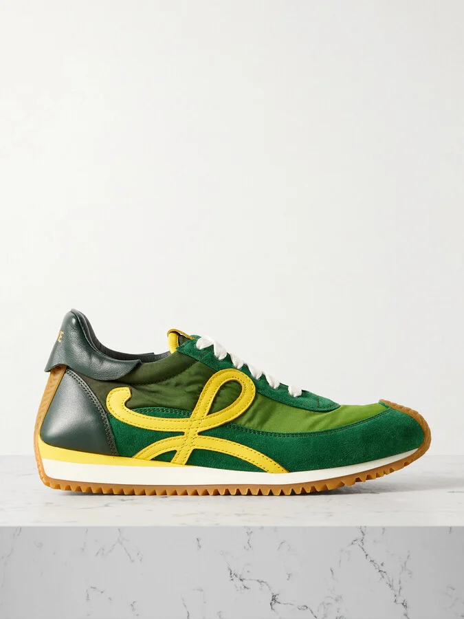 LOEWE - Flow Runner 2.0 Leather-trimmed Shell And Suede Sneakers - Green