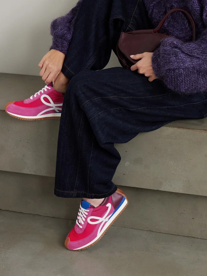 LOEWE - Flow Runner 2.0 Leather-trimmed Shell And Suede Sneakers - Pink - Image 2