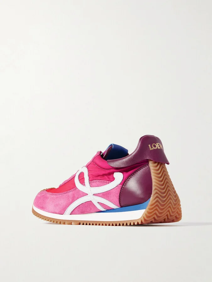 LOEWE - Flow Runner 2.0 Leather-trimmed Shell And Suede Sneakers - Pink - Image 3