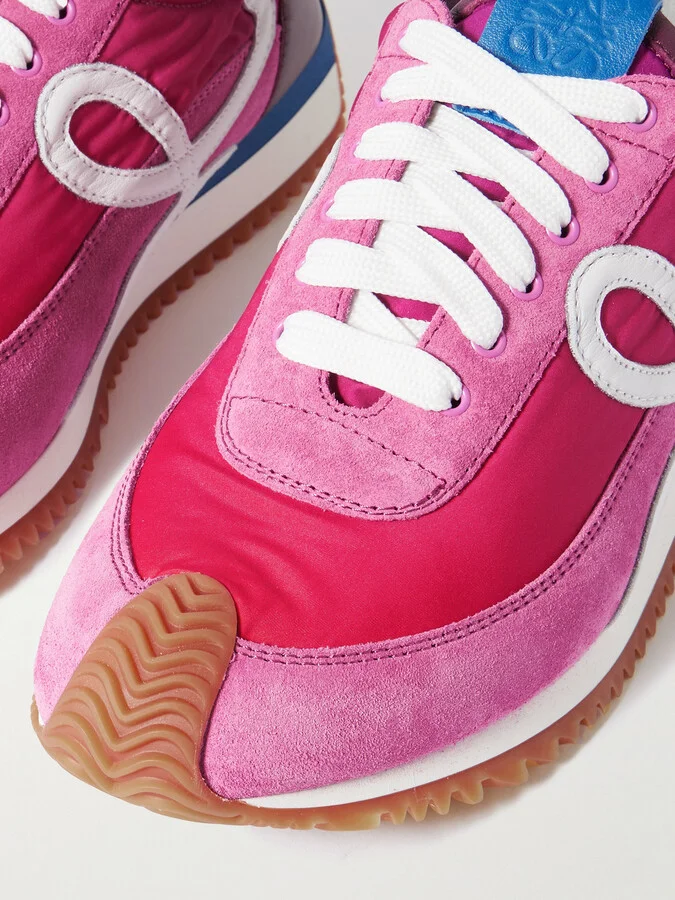 LOEWE - Flow Runner 2.0 Leather-trimmed Shell And Suede Sneakers - Pink - Image 4