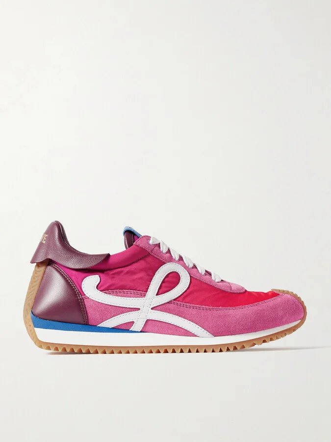 LOEWE - Flow Runner 2.0 Leather-trimmed Shell And Suede Sneakers - Pink