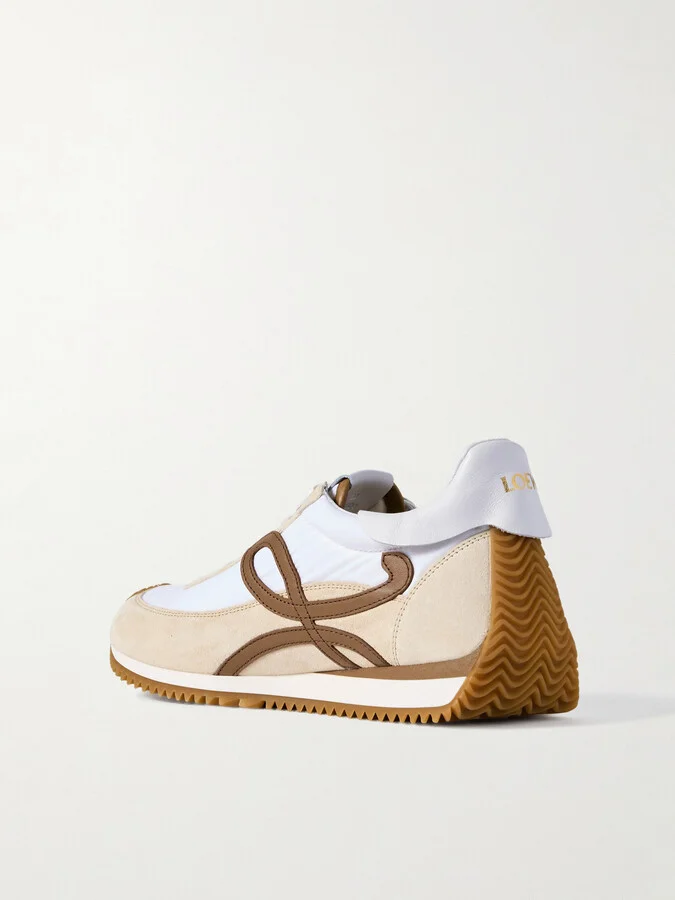LOEWE - Flow Runner 2.0 Leather-trimmed Shell And Suede Sneakers - White - Image 3