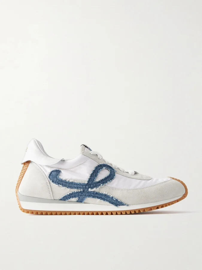 LOEWE - Flow Runner Denim-trimmed Shell And Suede Sneakers - White