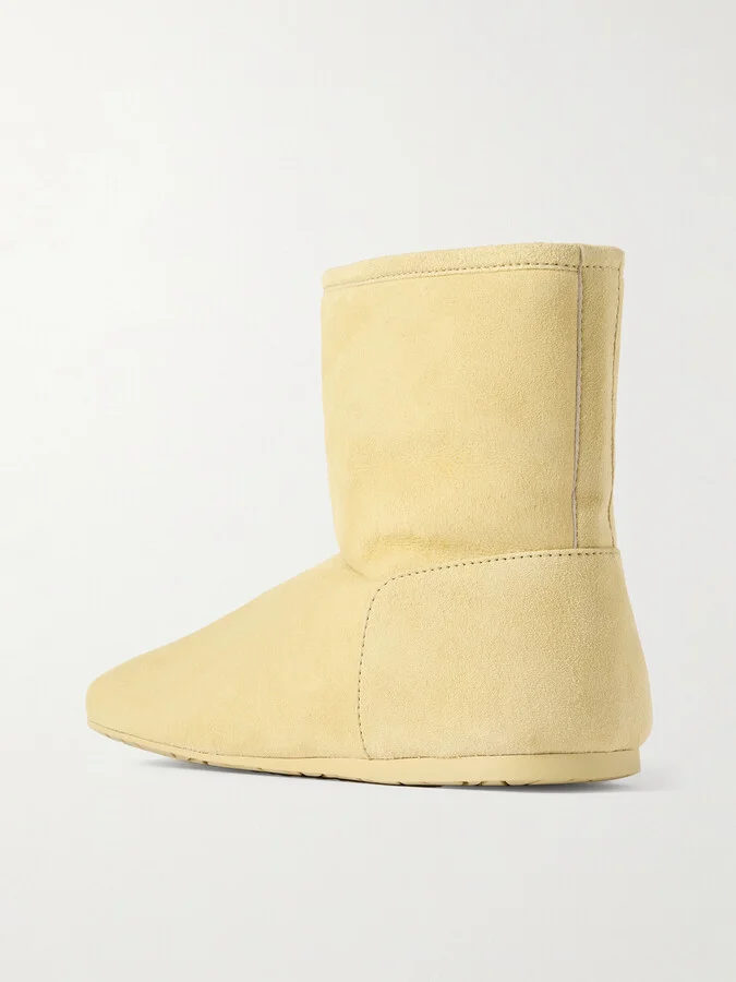 LOEWE - Lago Shearling-lined Suede Ankle Boots - Neutrals - Image 3