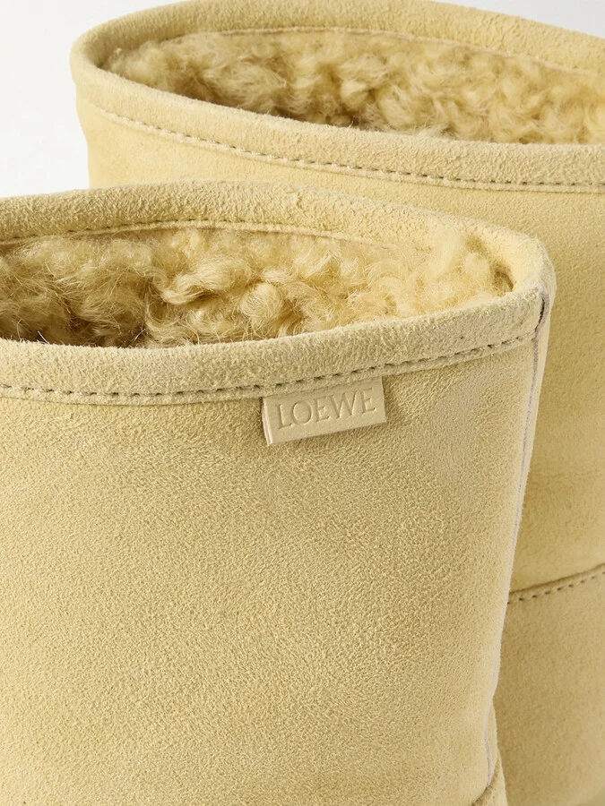 LOEWE - Lago Shearling-lined Suede Ankle Boots - Neutrals - Image 4