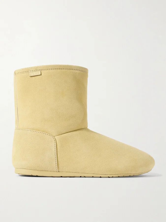 LOEWE - Lago Shearling-lined Suede Ankle Boots - Neutrals