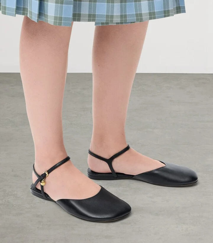 Loewe Leather Ankle-Strap Toy Ballet Flats - Image 4