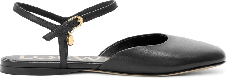 Loewe Leather Ankle-Strap Toy Ballet Flats