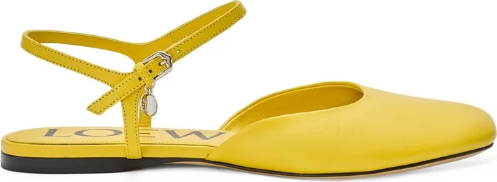 Loewe Leather Ankle-Strap Toy Ballet Flats