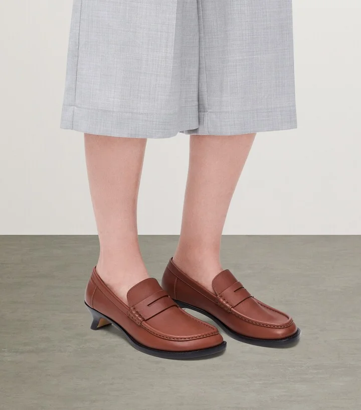 Loewe Leather Campo Heeled Loafers 40 - Image 2