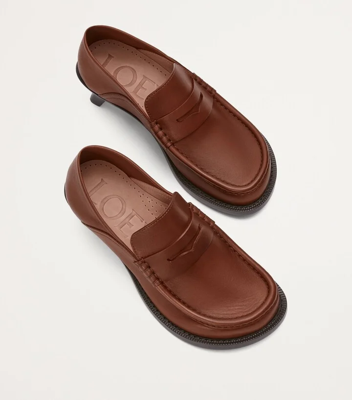 Loewe Leather Campo Heeled Loafers 40 - Image 4
