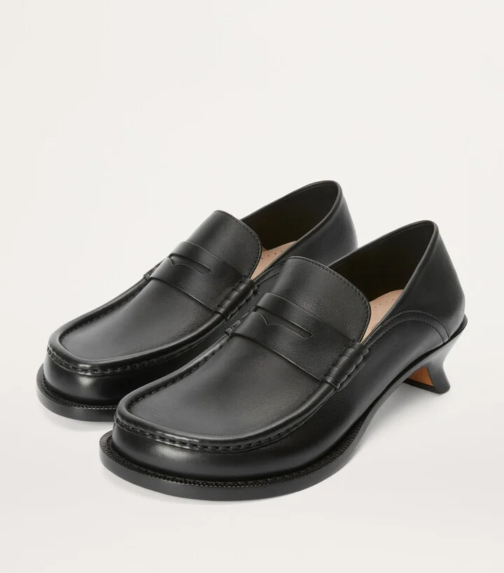 Loewe Leather Campo Heeled Loafers - Image 3