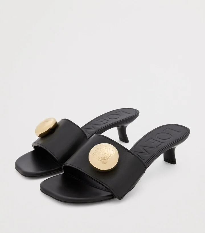 Loewe Leather Pebble Heeled Mules 45 - Image 2