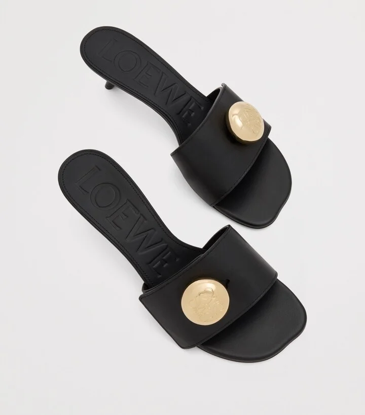 Loewe Leather Pebble Heeled Mules 45 - Image 3