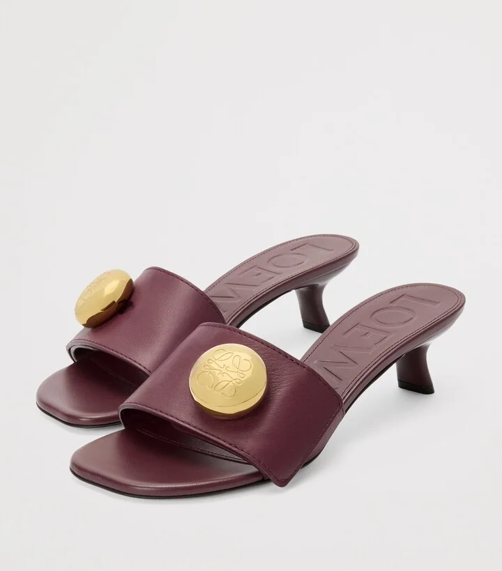Loewe Leather Pebble Heeled Mules 45 - Image 3