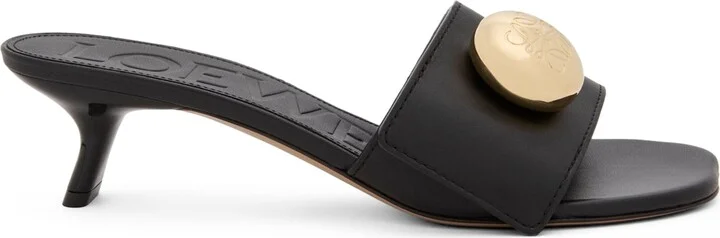 Loewe Leather Pebble Heeled Mules 45
